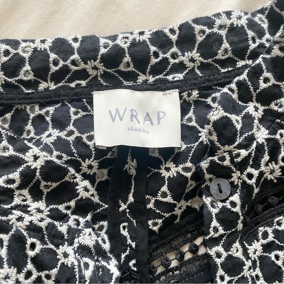 Wrap London Embroidered Black Button Down Top - Picture 6 of 7